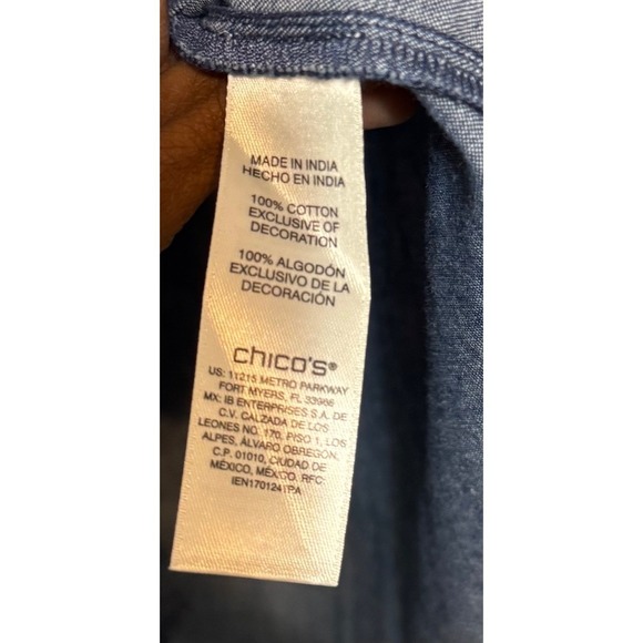 Chico's Western Chic Boho Cowgirl Denim Blouse Womens Size 2(Large) Artisanal‎ - Picture 4 of 6
